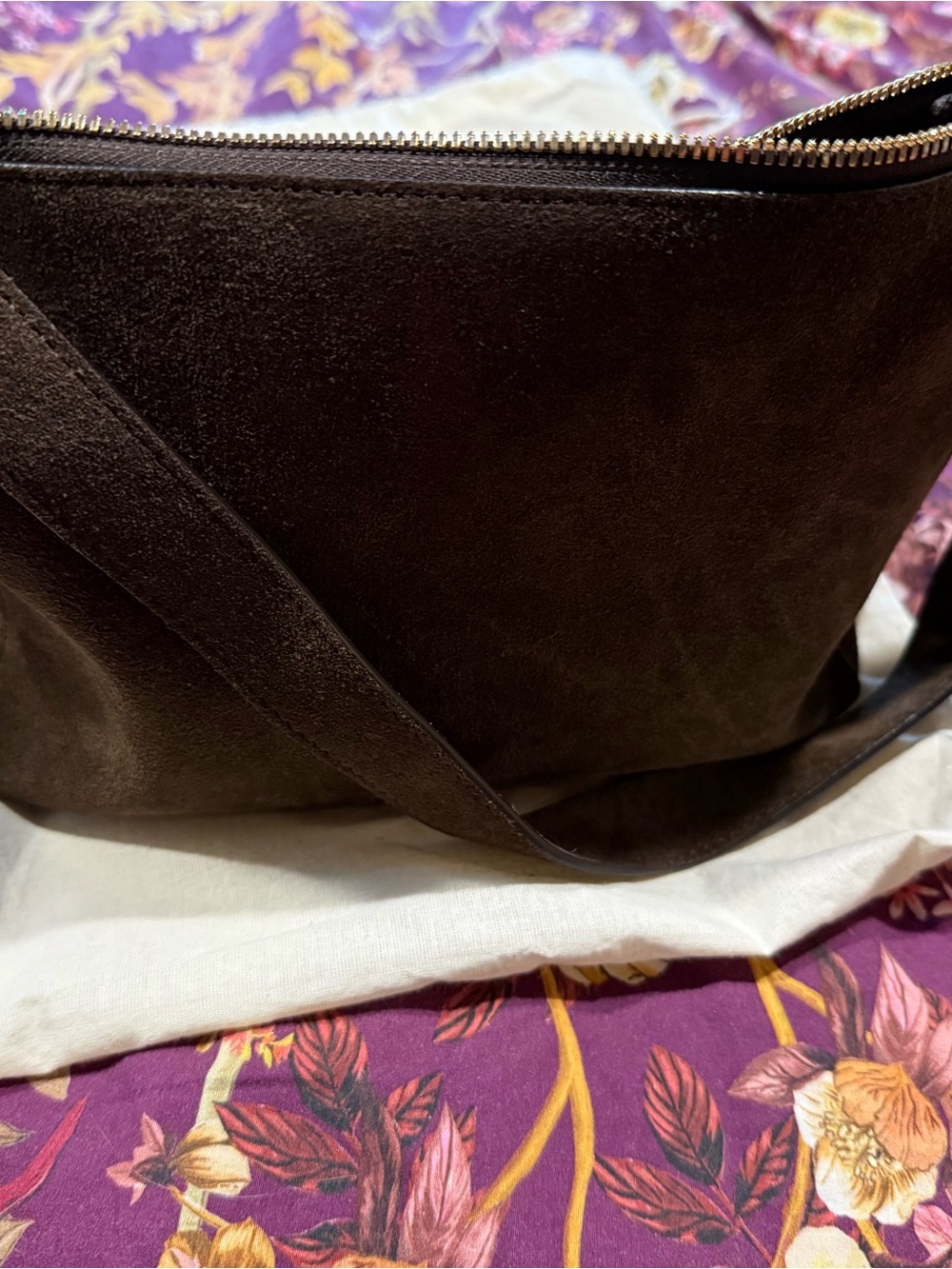Clare V Brown Suede Shoulder Bag with Gold Hardware - Picture 11 of 11